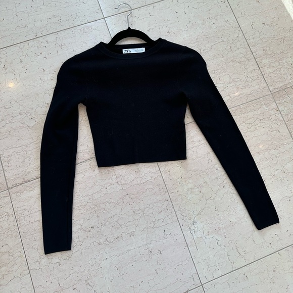 Zara Black Cropped Knit Sweater - Picture 8 of 8